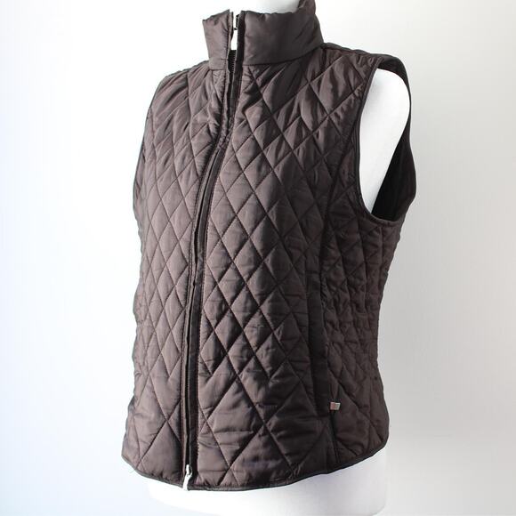 Brown Vintage Y2K Talbots Puffer Zip-Up Vest - Picture 1 of 6